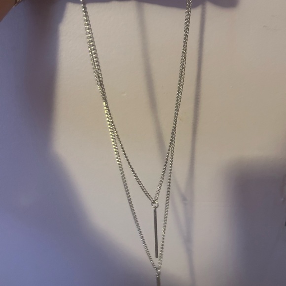 Necklace, Silvertone two strands, NWT, super cute - Picture 3 of 4